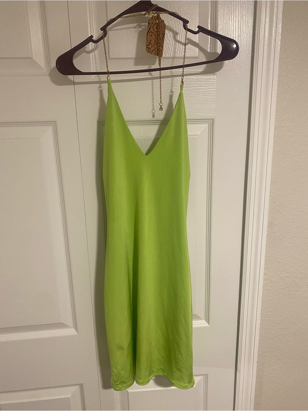 Fashion Nova Neon Green Slip Mini Dress